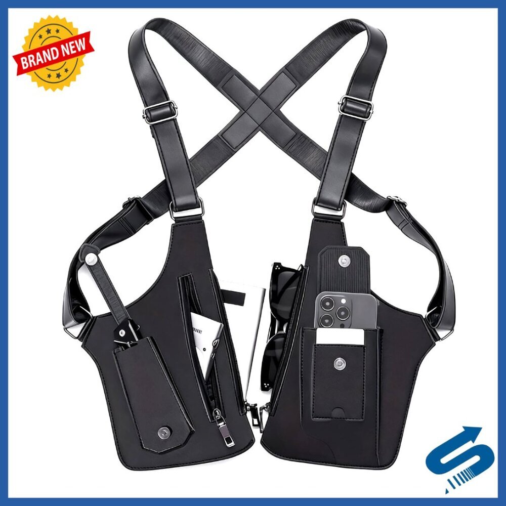 Large Double Shoulder Anti-Theft Armpit Bag PU Leather Concealed Crossbody